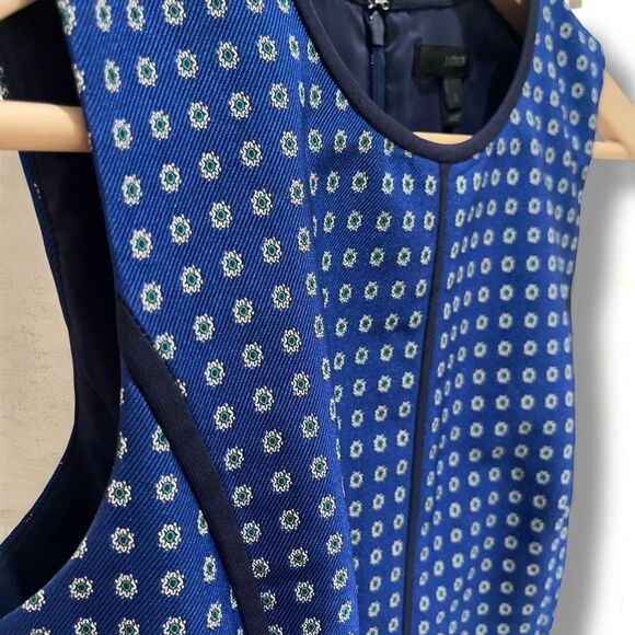 ๐ J. Crew Paneled Sheath Dress in Navy Blue Foulard Print - Picture 7 of 11
